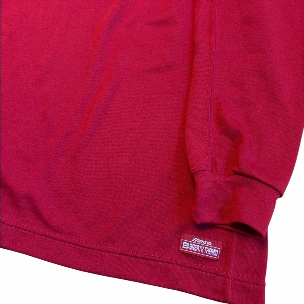 Men's Mizuno Performance Wear L  Warmalite Mock Neck Long Sleeve Red
